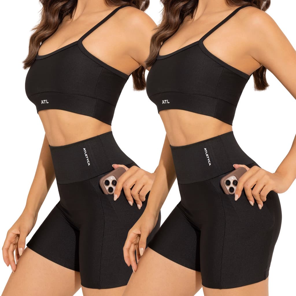 Kit 2 Conjuntos Short Com Bolso + Top