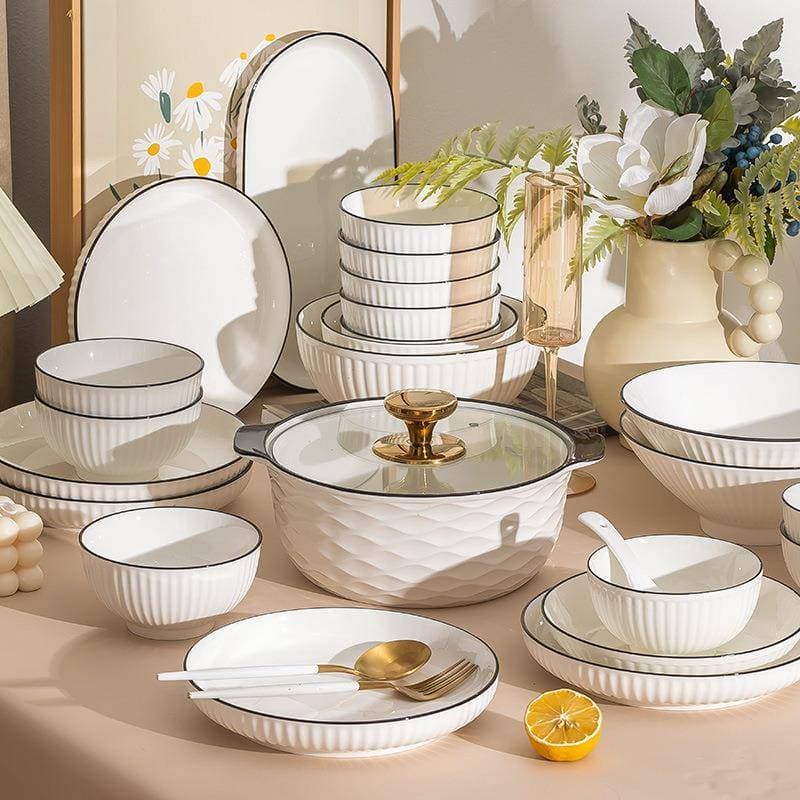 Conjunto de prato doméstico japonês simples talheres Underglaze cor cerâmica tigelas pratos influenciador talheres pauzi