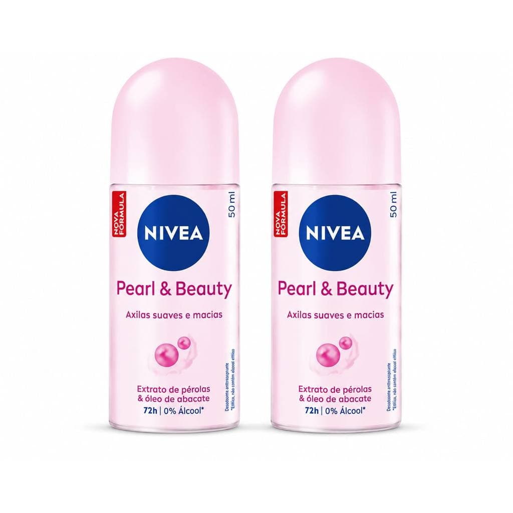 KIT 2 Desodorante Nivea Rollon Pearl Beauty Fem 50ml
