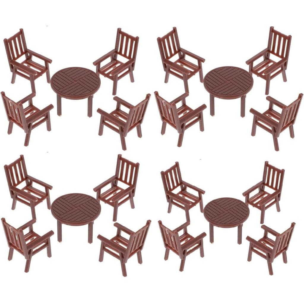 Garneck 4Sets Miniature Dollhouse Furniture Set: Dollhouse Kitchen Table and Chairs Plastic Mini Dining Room Table Chair