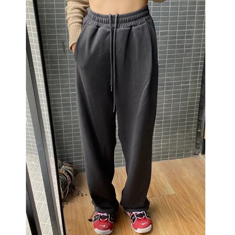 Americano solto calças de moletom de perna larga feminino Casual Leggings calças primavera outono novo estilo cintura al
