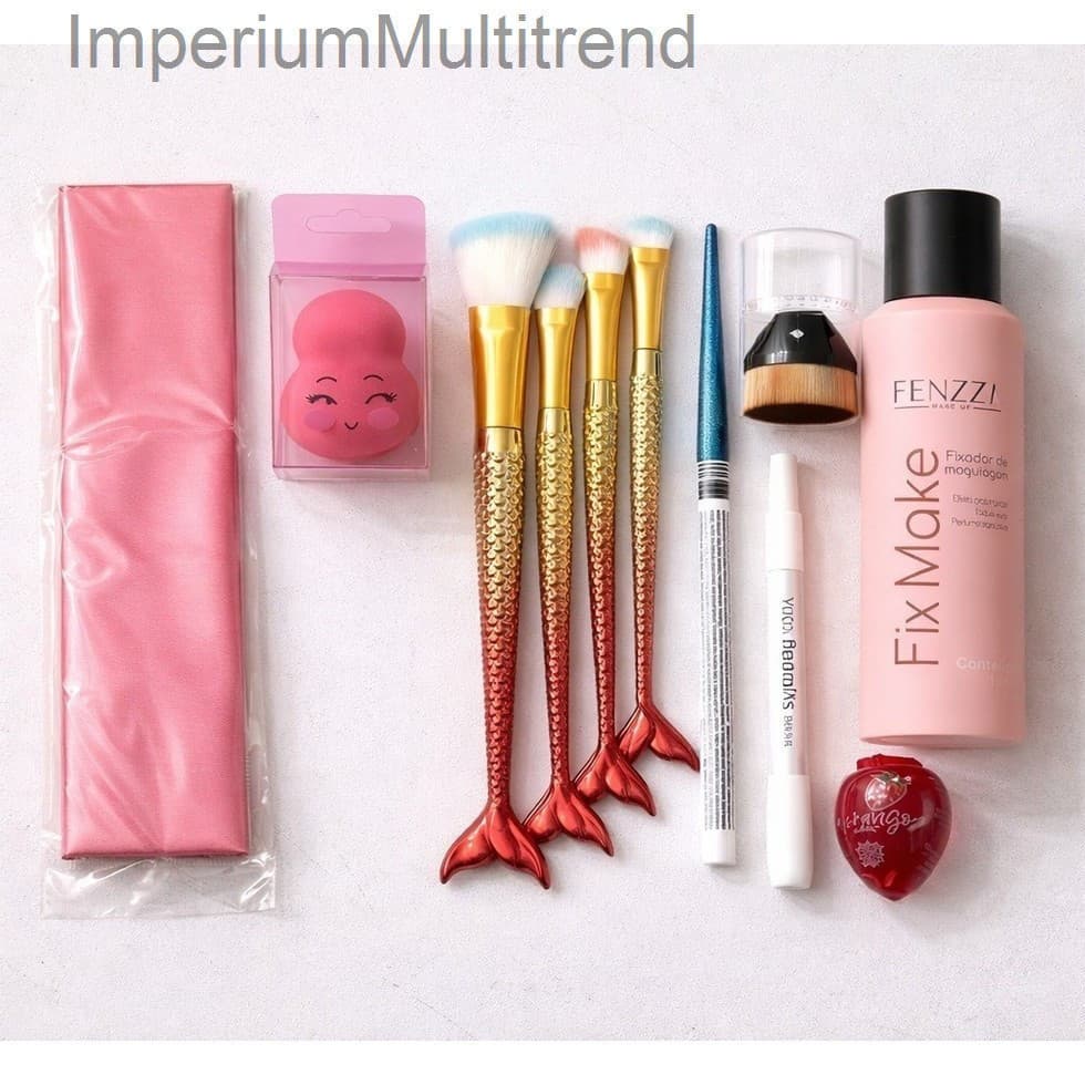 Kit Completo – 4 Pincéis + Faixa + Esponja + 2 Lápis Maré Metálica + Brilho Morango + Fixador ProfissionalPXWV