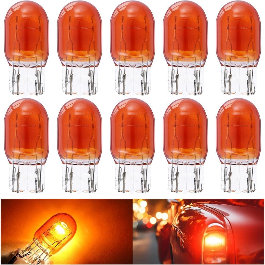 Meonum 10 Peças Lâmpada de Freio 7443 7444NA LED 7443 7444 Lâmpadas LED Âmbar T20 W21/5W 12V Lâmpadas de Substit