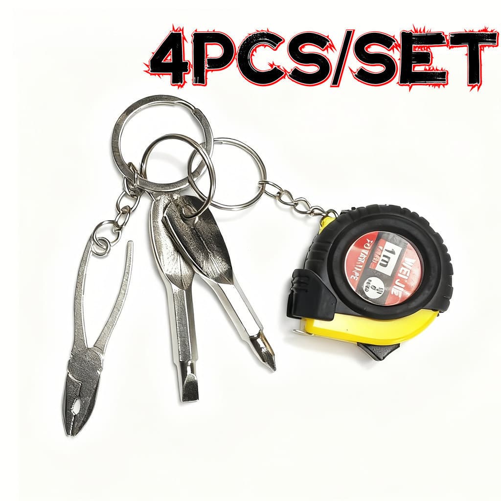 4 Pçs Conjunto Criativo Mini Ferramenta Chaveiro Portátil Fita Métrica Chave Alicate De Fenda Bolso Ferragem Acessório A