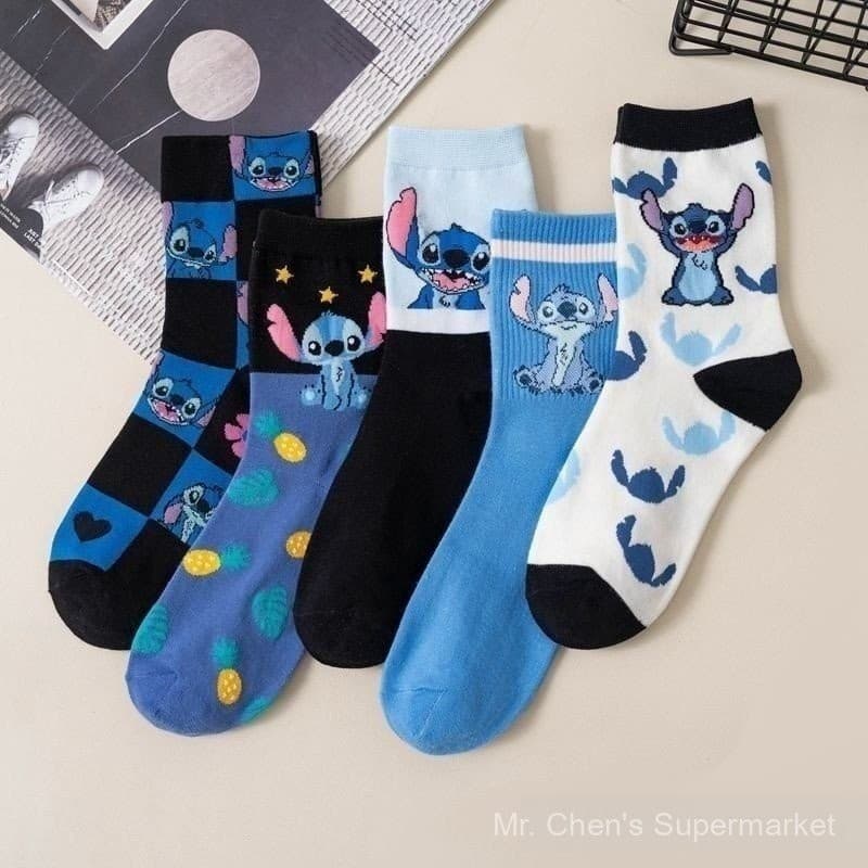 My.YE 4/1Pcs Novas Meias De Algodão Stitch Bezerro Combinadas Para Namorado Namorada Presente De Natal
