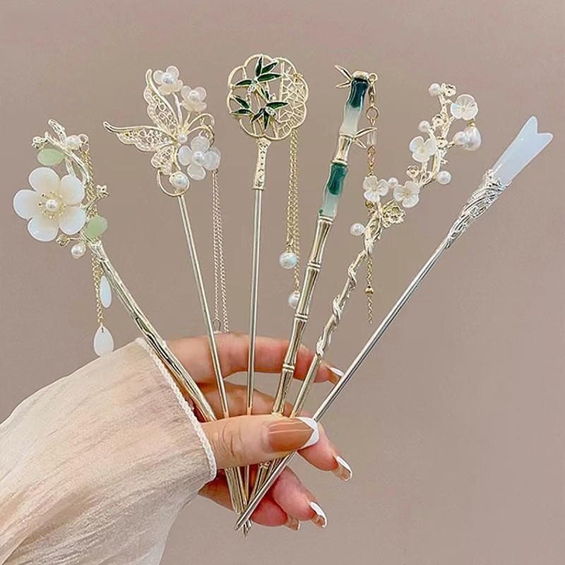 Clássico Chinês Varanda Grampos De Cabelo Para Mulheres Flor Fresca Estrela Artesanal Charme Acessórios KBUN