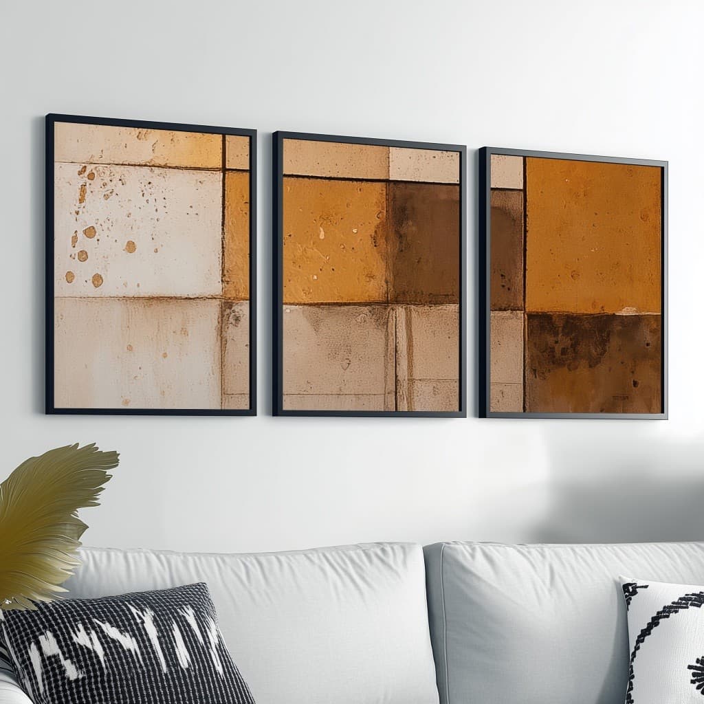 Quadro Decorativo Com Moldura 50x70 Grande Abstrato Geométrico Moderno Sala
