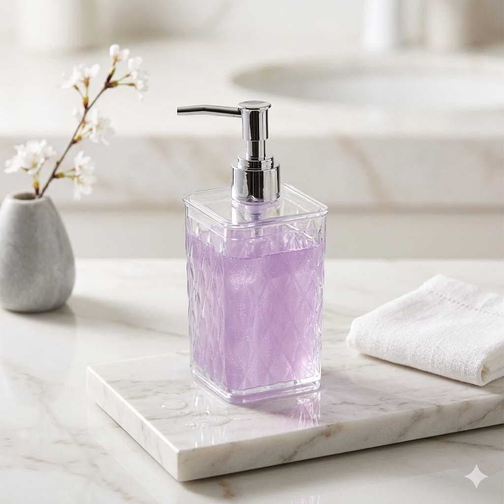 Porta Sabonete Líquido com Pump Incolor Glamour Plasútil Saboneteira Casa Lavabo Banheiro
