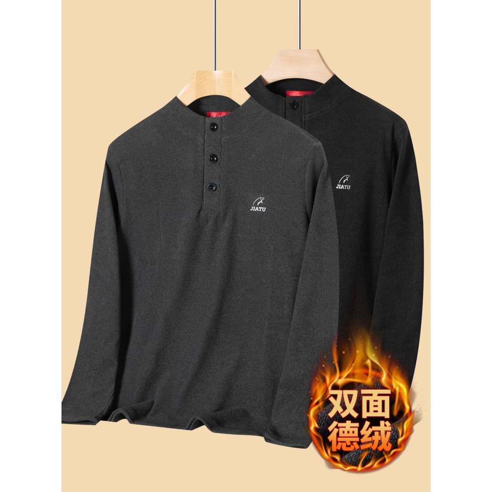 Pai usa camiseta de manga comprida masculina de meia-idade camisa de fundo de veludo alemão de meia-idade idoso vovô gol