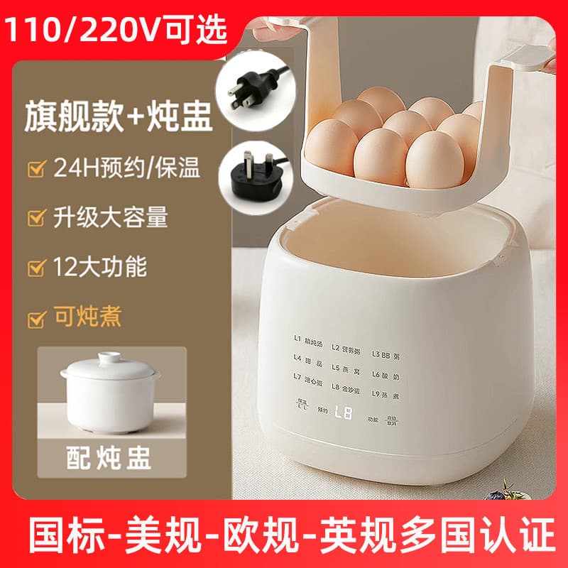Panela de ovos padrão americano 110V, 220V, padrão britânico, Hong Kong, multifuncional, vaporizador de ovos, Taiwan, us