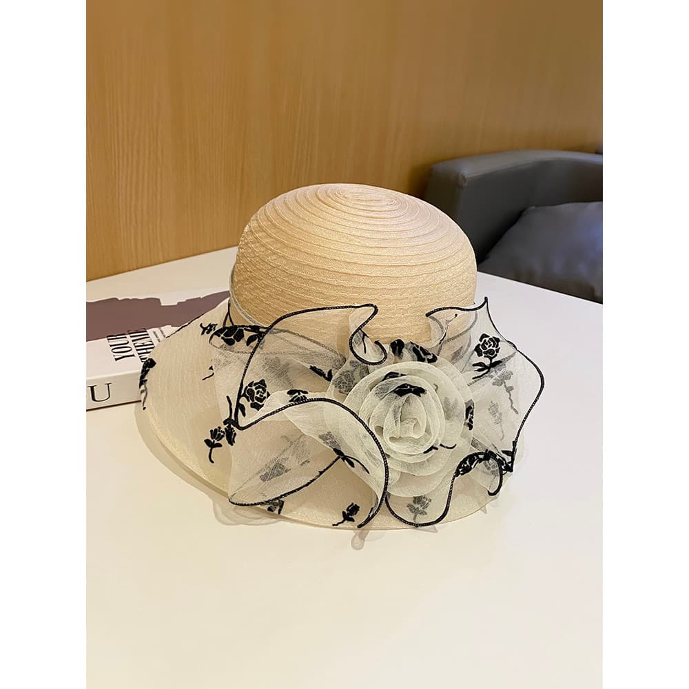 Verão novo estilo senhoras elegante flor balde chapéu viagem férias respirável bacia chapéu elegante All-Match chapéu de