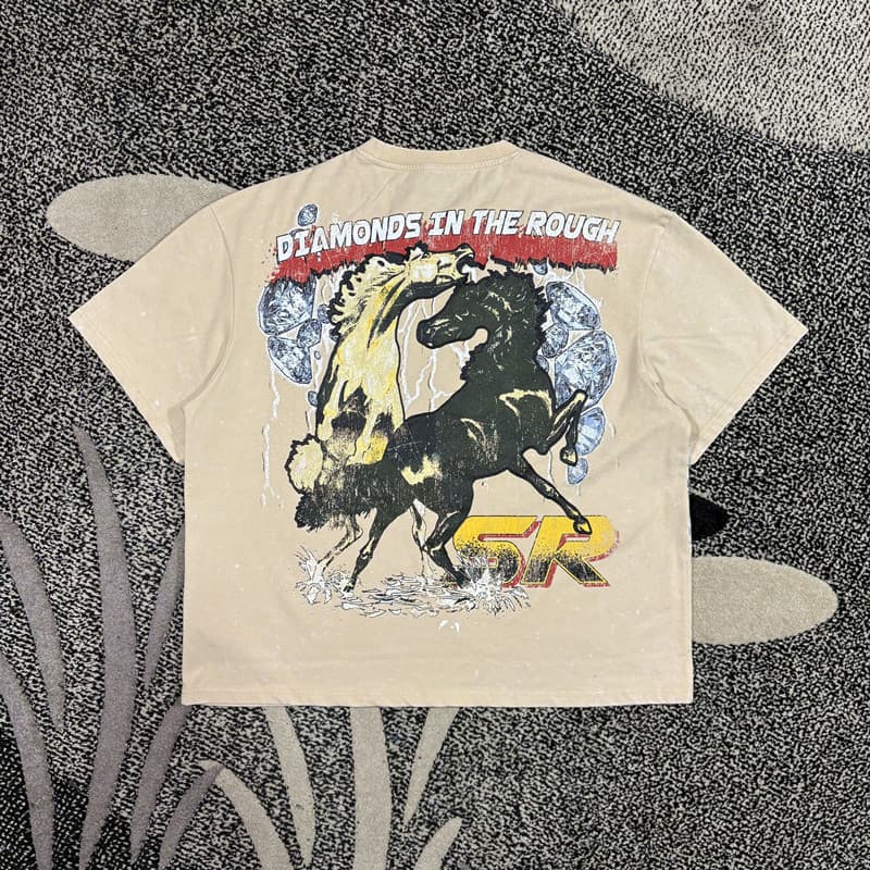 Super Repolho!Linda camiseta de manga curta americana com estampa grande e cravejada de diamantes