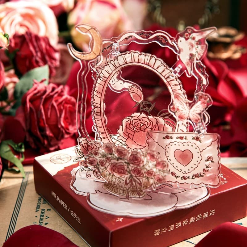 Coletor de rosas Retro antigo acrílico suporte ornamentos decoração de mesa antigo presente decoração para casa