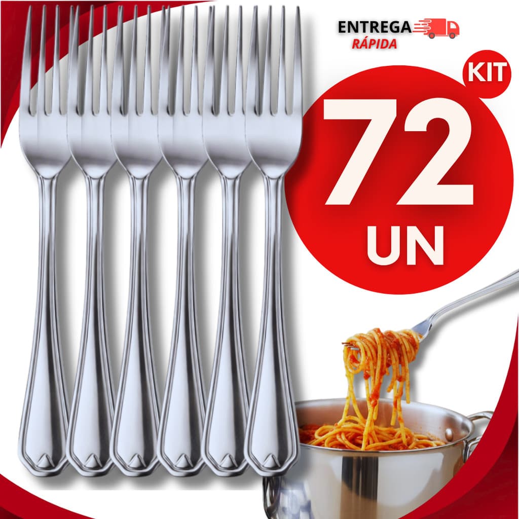 Kit 72 Garfos De Inox Resistente Talheres De Mesa Cozinha Refeições Churrasco Bares e Restaurantes Utilidades