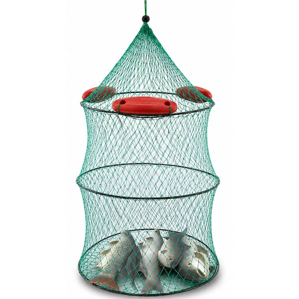 Sambura Viveiro Flutuante Covo Guarda Peixe com boias Pesca Nylon Reforçado Portatil Rede