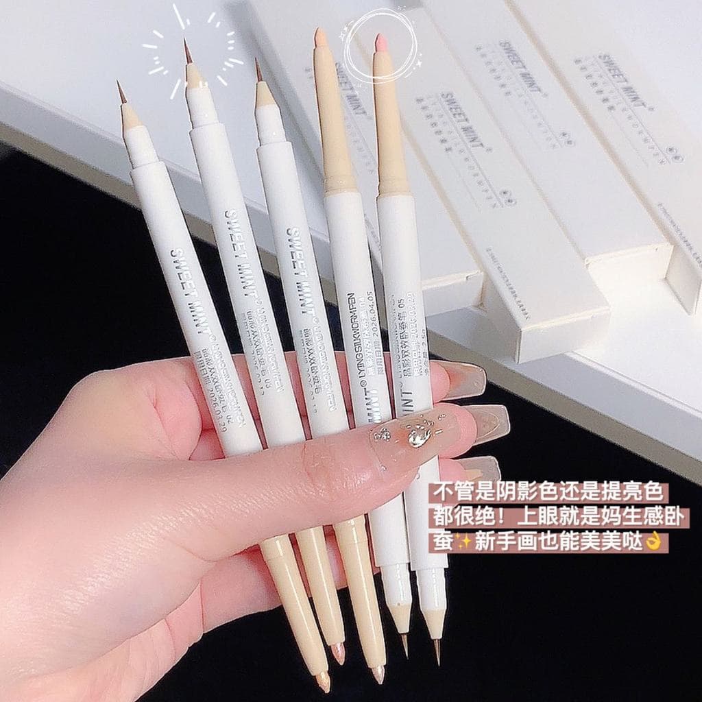 Maquiagem doce hortelã cristal cor duplo efeito dupla cabeça deitado bicho da seda caneta iluminar os olhos contorno cor
