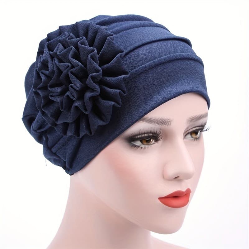 Chapéu Pós-parto Feminino de Peça Única, em Cor Sólida, com Grande Decoração Floral Lateral, Adequado para Cobrir a Cabe