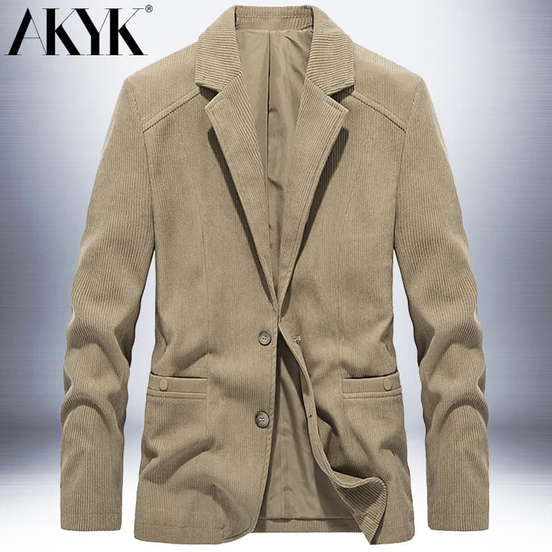 AKYK primavera outono terno casual masculino terno casual único ocidental solto tamanho grande Multi-bolso topo roupas m