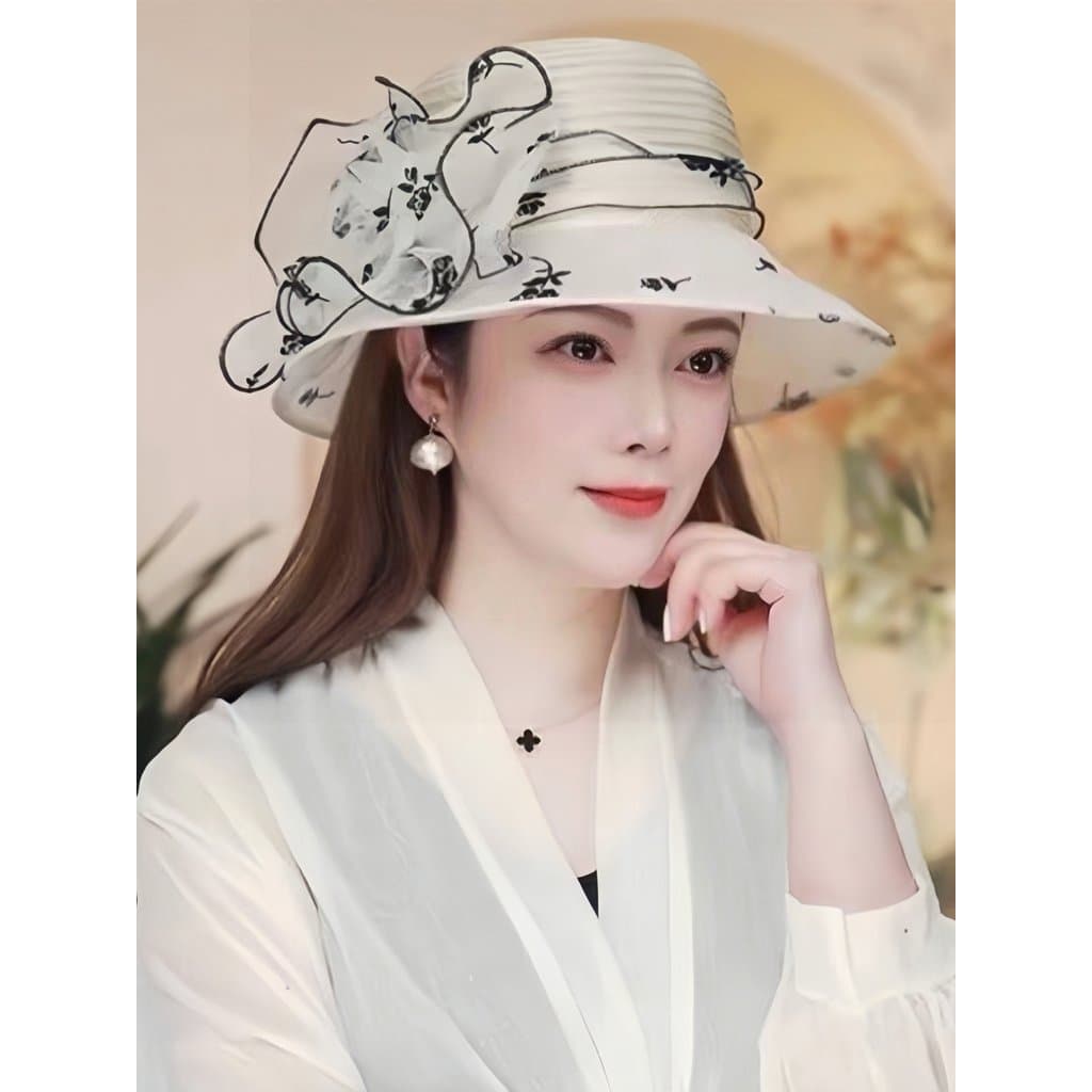 T elegante elegante chapéu de Organza feminino primavera verão legal chapéu balde chapéu All-Match mãe chapéu de sol cha