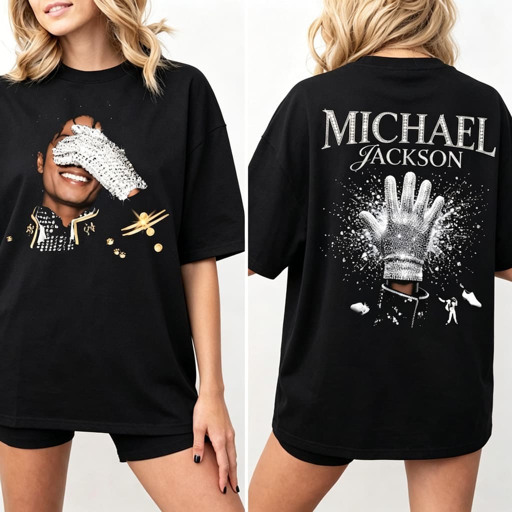 「BR.Moonlight」Camiseta Unissex  Michael Jackson Vintage, Estampa da Luva Icônica