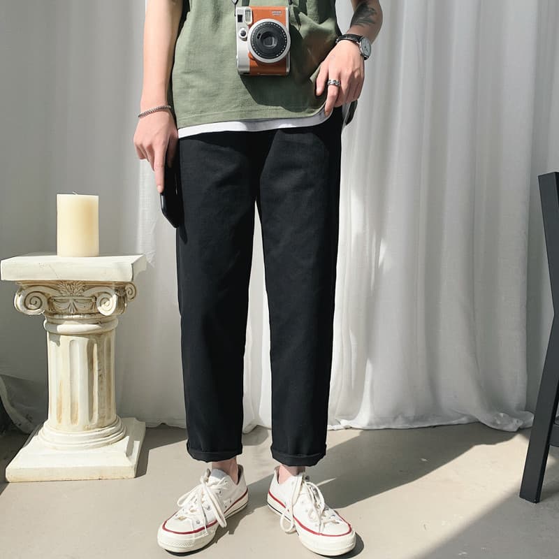 2022 verão na moda calças masculinas na moda solta All-Match simples calças casuais versão coreana fina reta tornozelo-p
