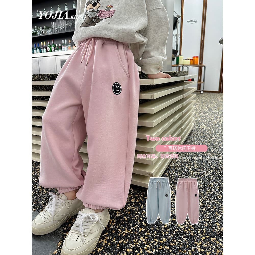 YOJIA calças esportivas para meninas primavera outono 2025 novo estilo moda calças infantis grandes outono Casual moleto