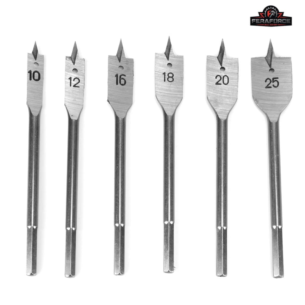 Kit Brocas Chatas Madeira 6 Peças para MDF Marcenaria Corte Rápido Alta Durabilidade