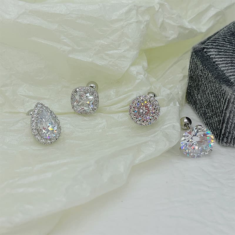 Brincos brilhantes de diamante de grandes dimensões, brincos de caracol, aço de titânio, temperamento brilhante, diamant