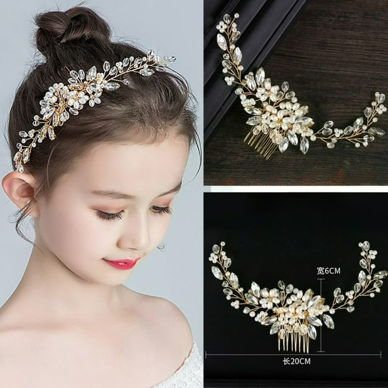 Moda Pérola Pente De Cabelo Nupcial Casamento Strass Hairpin Desempenho Das Crianças Acessórios Para O