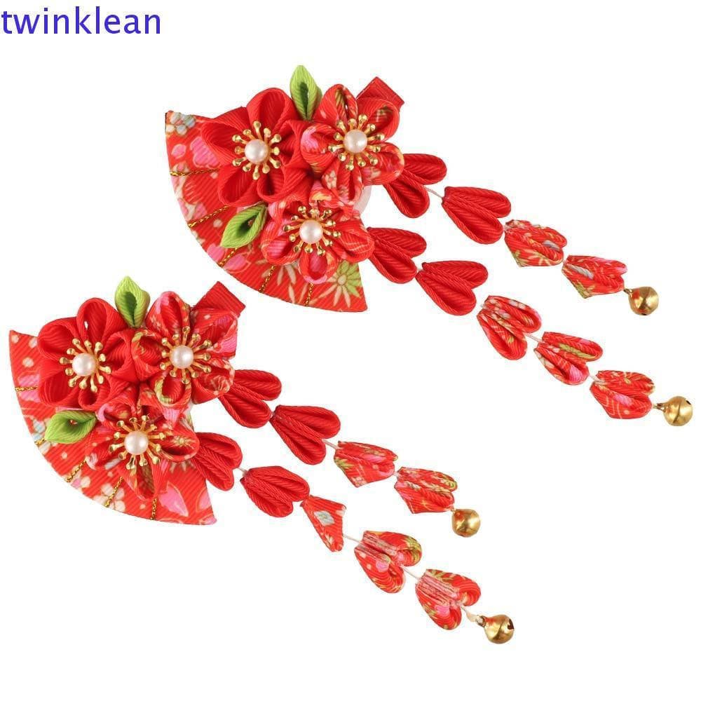 TWINKLEAN Borla Ventilador Hairpin , Flor Pano Japonês Quimono Headwear , Hanfu Fã Grampo De Cabelo