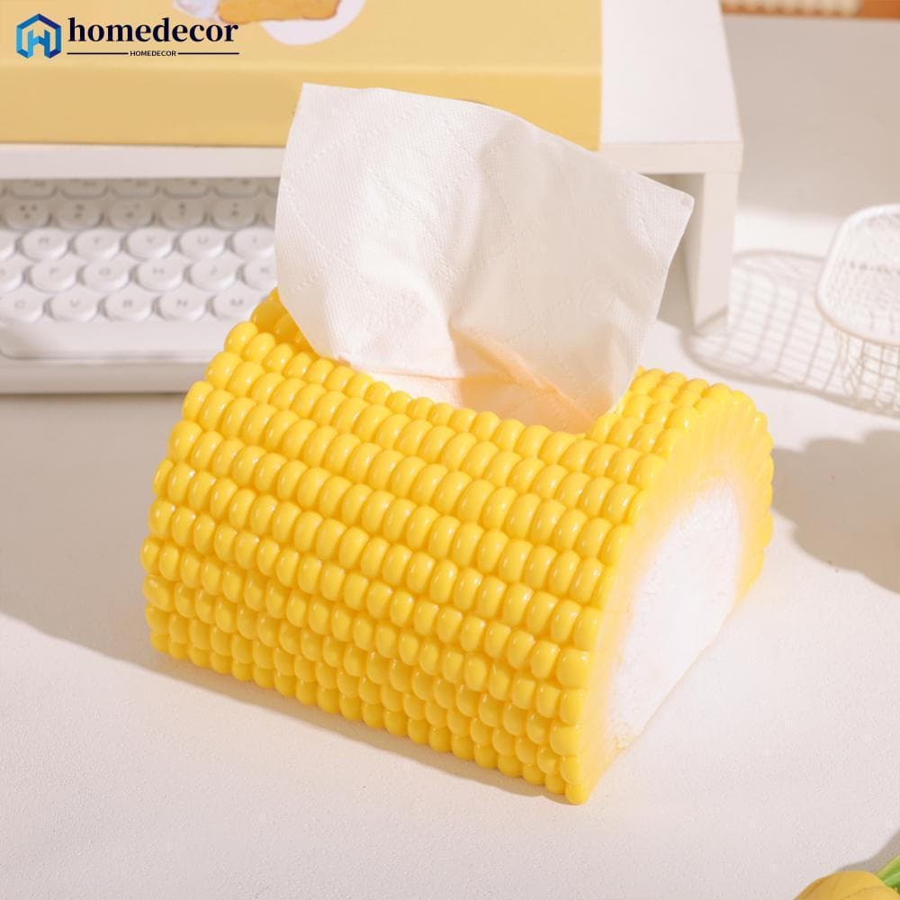 Homedecoração Simulado Em Forma De Milho Caixa De Tecido Decoração De Mesa Suprimentos De Armazenamento Doméstico A4I8
