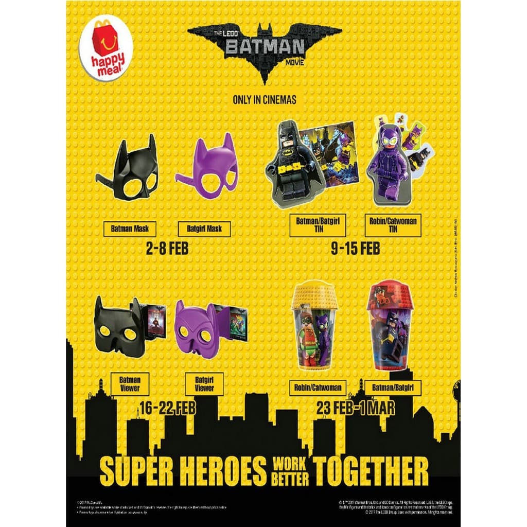 Duas peças frete grátis McDonald's Happy Paradise Meal Movie Copo de bebida de marca conjunta Batman + Copo de plástico