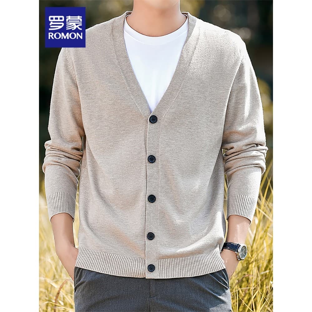 Lomon malha Cardigan jaqueta masculina High-End com decote em v camisola primavera novo estilo na moda Casual rufião bon