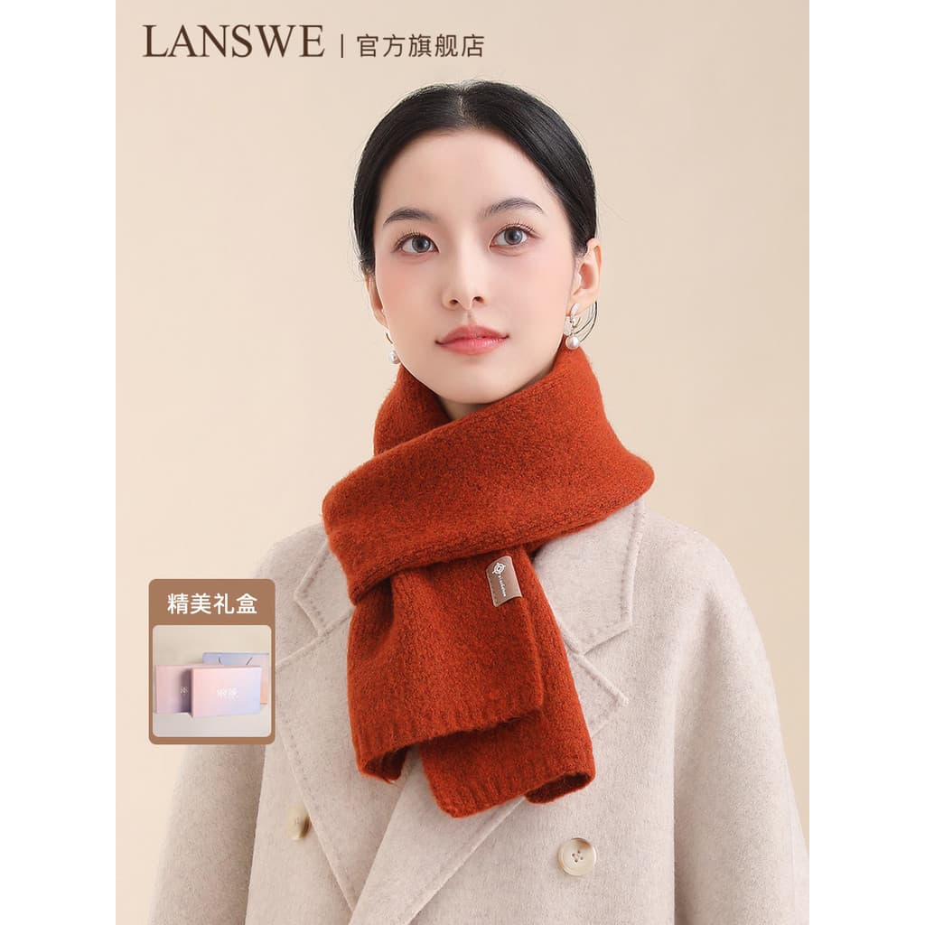Langsha Premium All-Match cachecol feminino outono inverno High-End versão coreana quente malha lã pescoço proteção cach