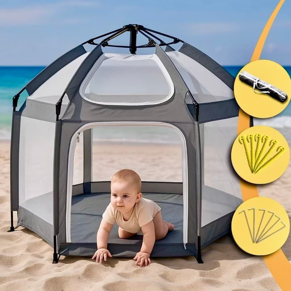 Cerca Dobrável Automática Cercadinho Para Bebê Chiqueirinho Infantil Portátil Compacto Para Viagem Casa E Camping