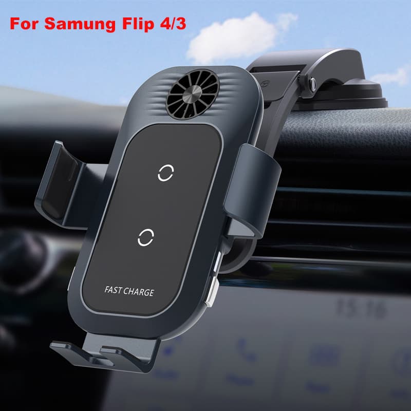 QX Carregador Sem Fio Para Carro , Fixação Automática , Samsung Galaxy Z Flip 4 3 Note20 9 IPhone 12 11 13 Max , Ventila