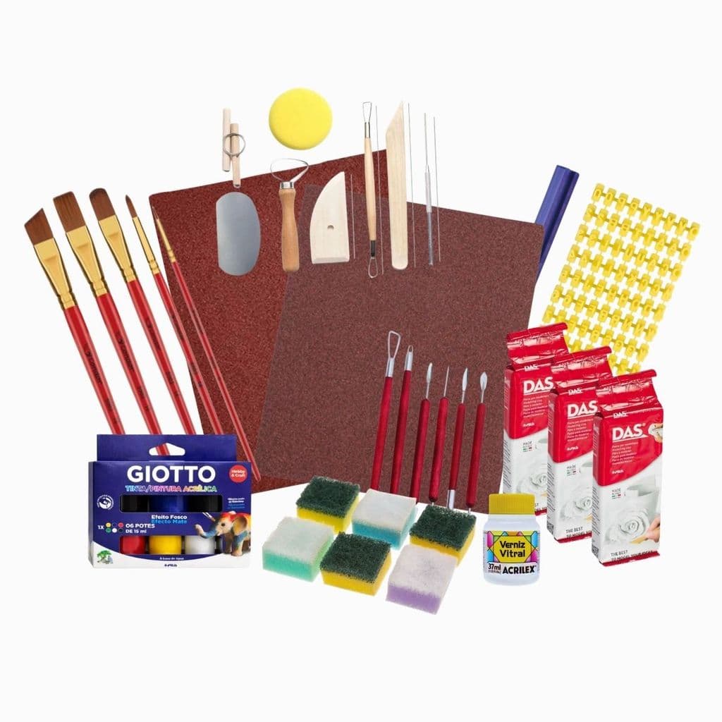 Kit 3 Massa DAS 250g Estecas Ferramentas Pincéis e Tintas