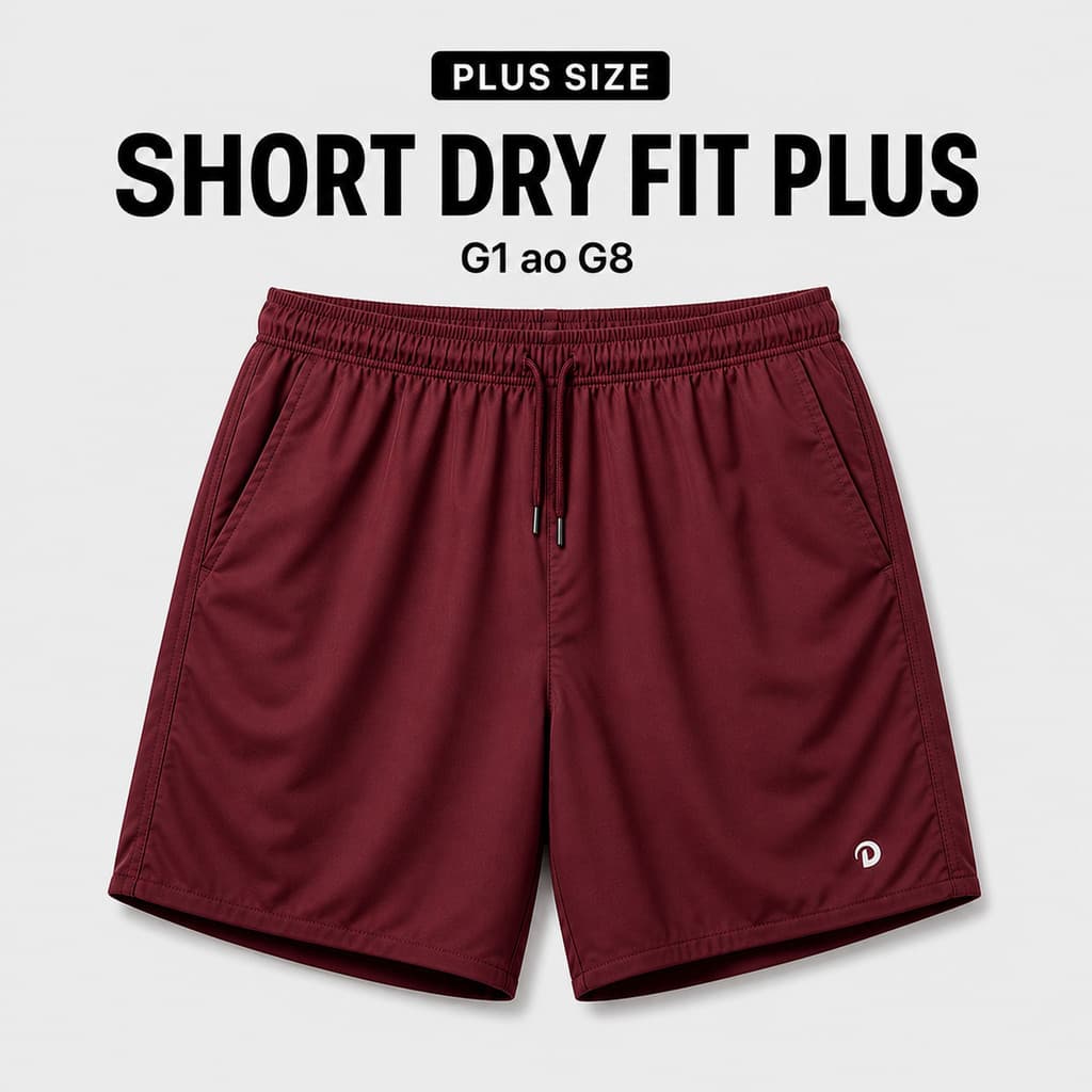 Bermuda Dry Fit Vinho Plus Size Masculina G1 G2 G3 G4 G5 G6 G7 G8
