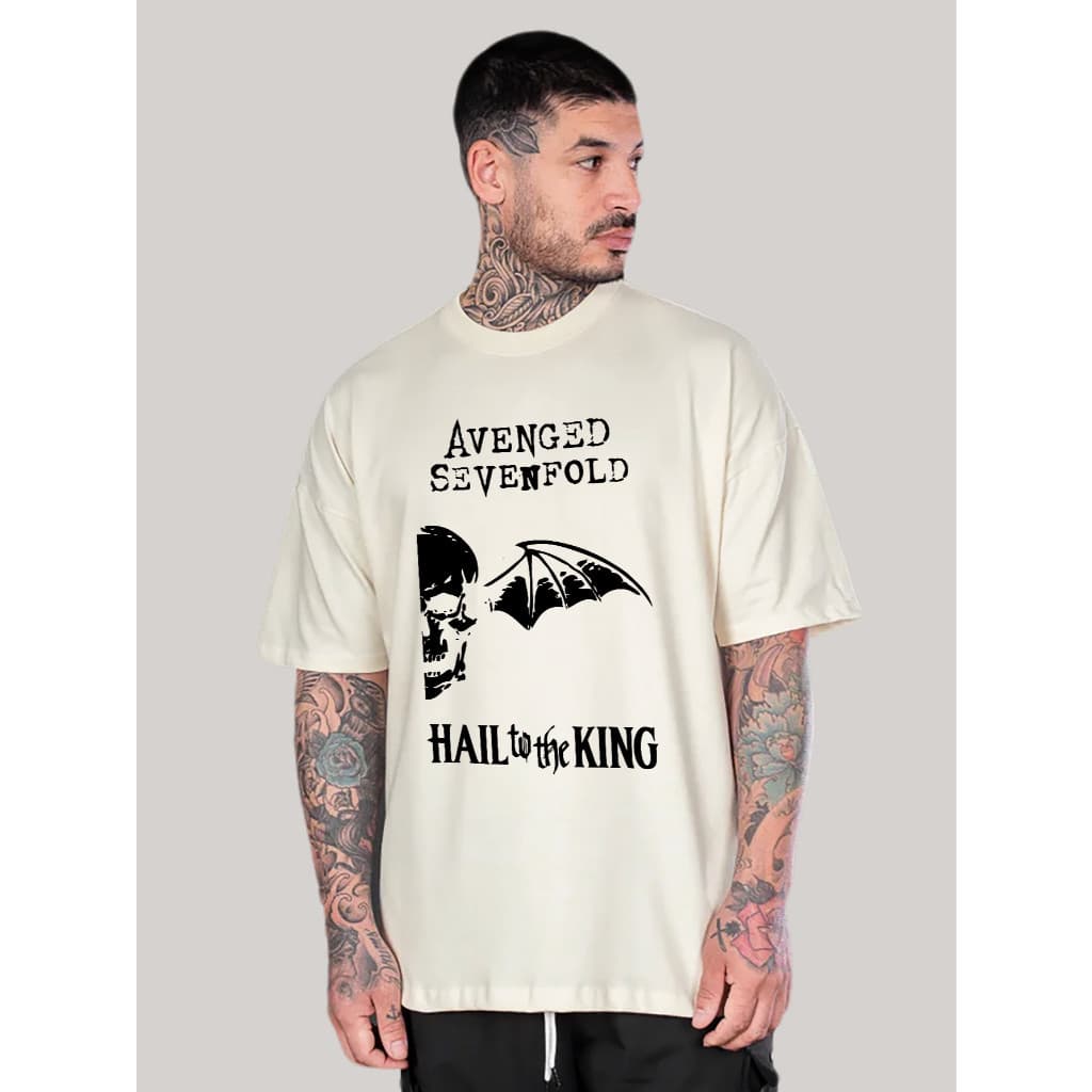 Camisa Camiseta T-shirt Oversized Larga Banda Avenged Rock Unissex Masculina Feminina Moda Streetwear Estilo Comprida