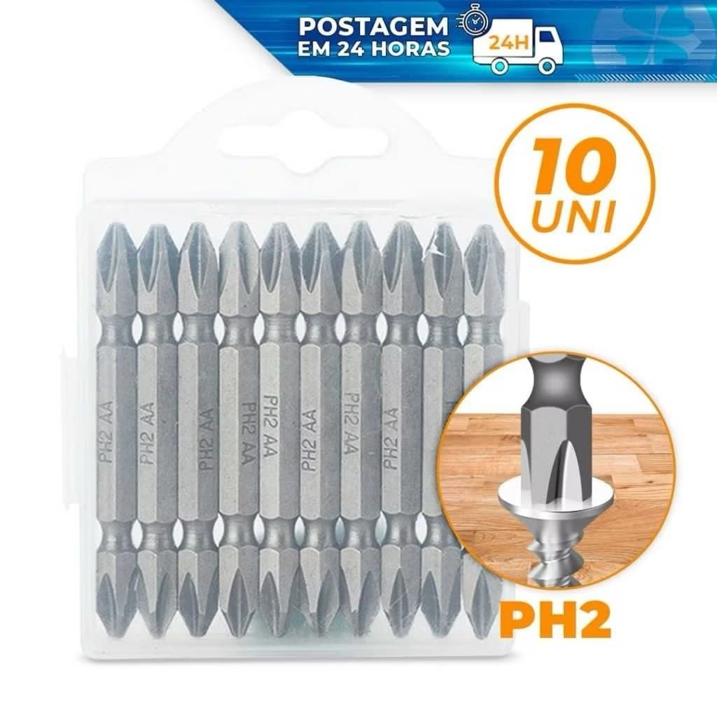 Bits Ponteira Dupla Magnetica Parafusadeira 65mm 10 peças Professional Ola1
