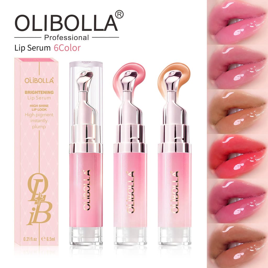 OLIBOLLA Metal Massagem Cabeça Espelho Lip Glaze Essência Hidratante Enriquecer Lip Lightening Lip Lines Maquiagem Belez
