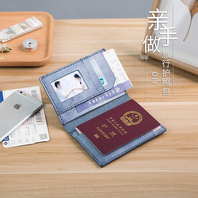 Lanze Material pacote Retro cera-polimento couro saco de passaporte de viagem estilo simples japonês DIY faça você mesmo