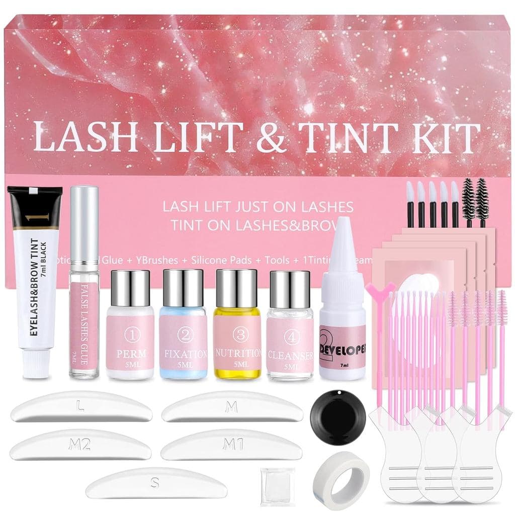Kit de Lifting de Cílios e Coloração Preta, Laminação de Sobrancelhas e Coloração Preta de Longa Duração - Fácil para In