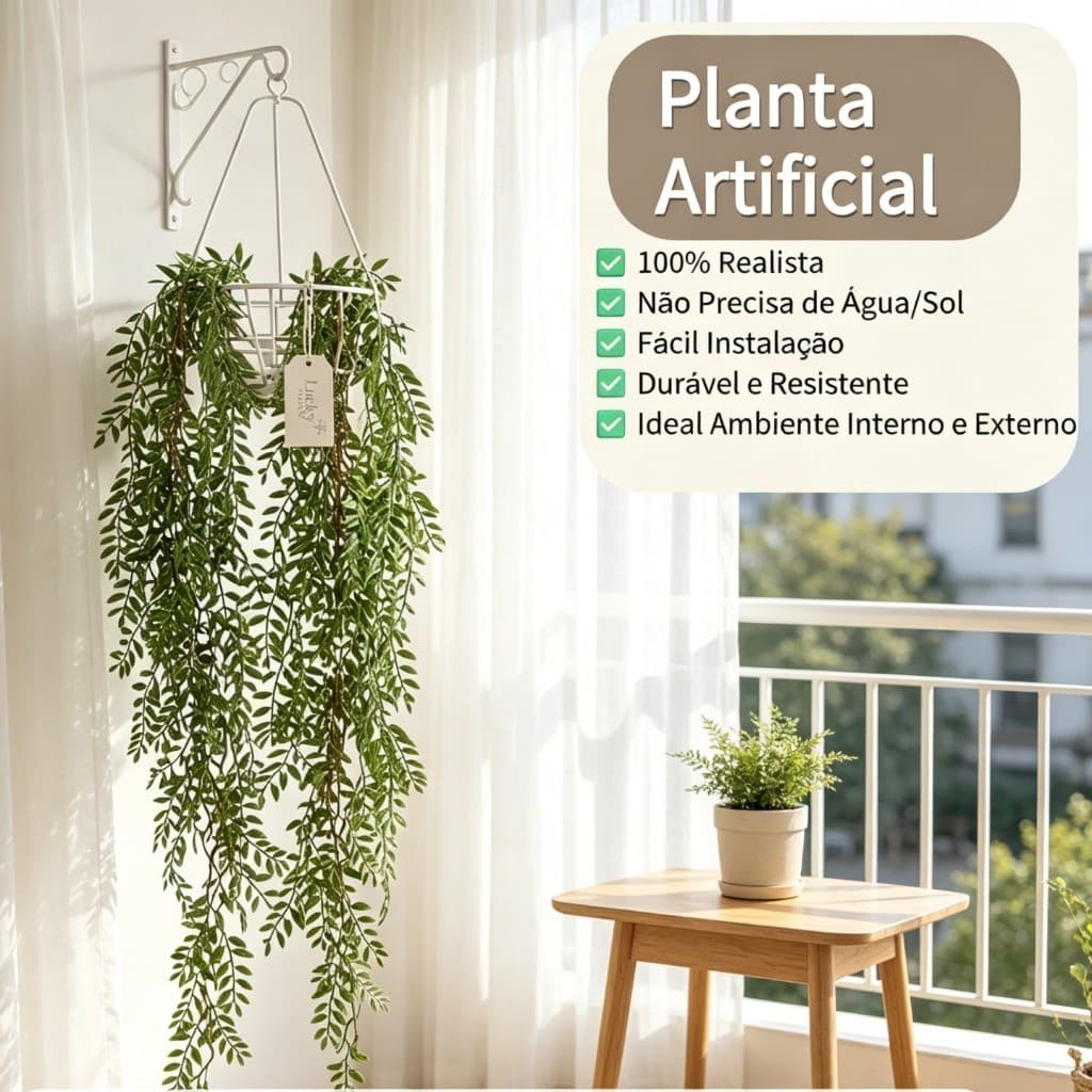 Kit 2 Pendente Samambaia Artificial 105cm Realista Planta Decoração Parede Flor Folhagem