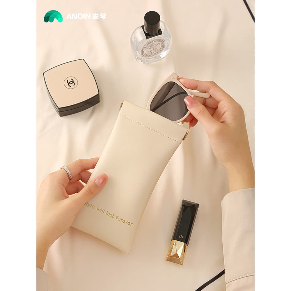 Saco de armazenamento de óculos feminino fechamento automático portátil óculos de sol batom caixa de armazenamento compr