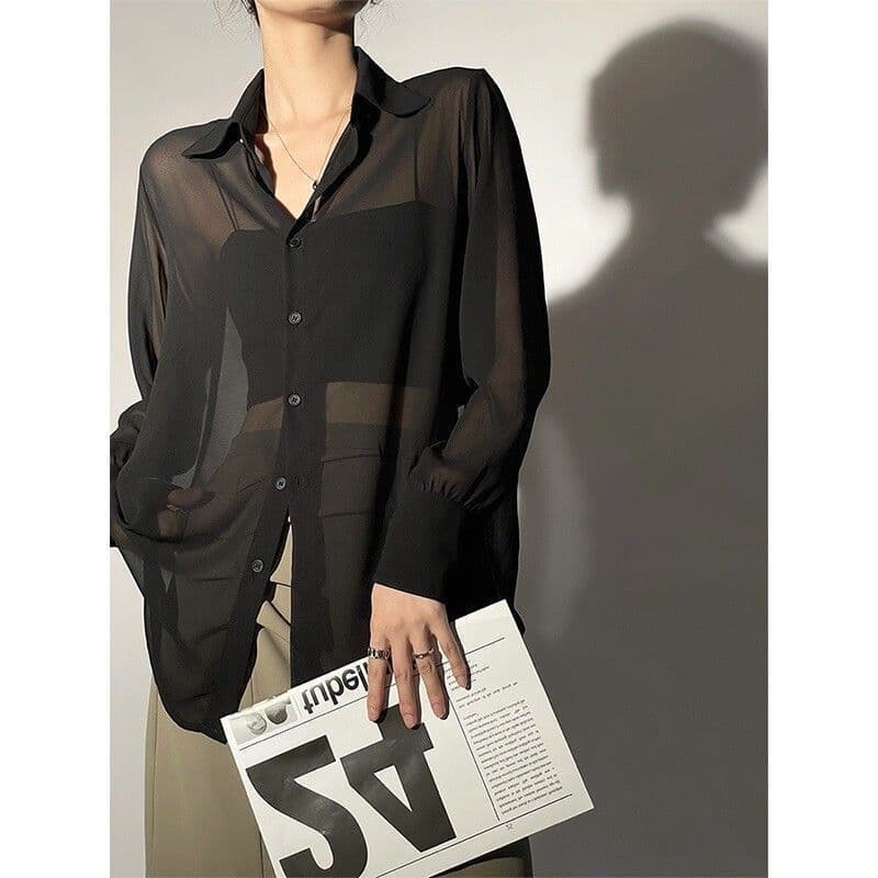 Fino Transparente chiffon Roupas De Proteção Solar Camisa Solta Feminina Verãonova Chegadapetitestops sw423