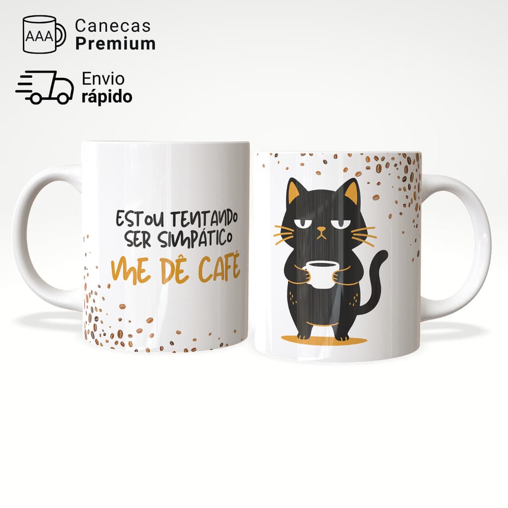 Caneca Gato Preto Café Engraçada Presente Criativo Premium