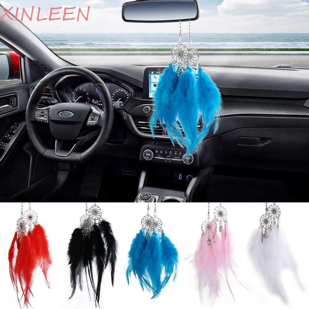 XINLEEN Pingente De Carro Presentes Mini Ornamento Espelho Retrovisor Decoração Para Casa Artesanal Sinos De Vento Pena