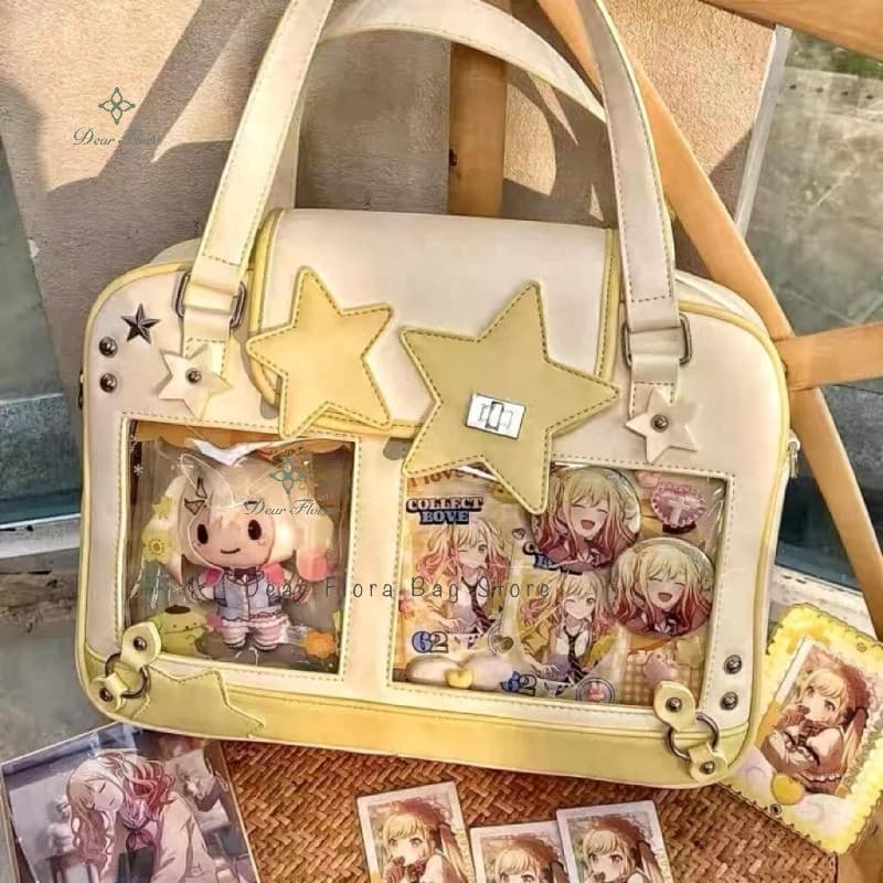 Bolsa Ita Estilo Y2K com Estrela, Bolsa Transversal Transparente para Meninas Lolita, Bolsa de Ombro Feminina para Exibi