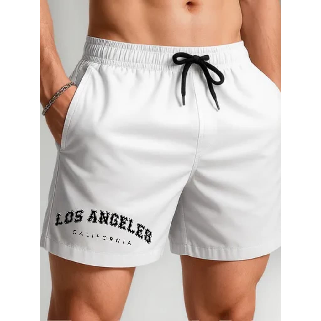 Short Masculino Tactel c/ Elastano Los Angeles California Esporte Praia Corrida Bermuda Mauricinho